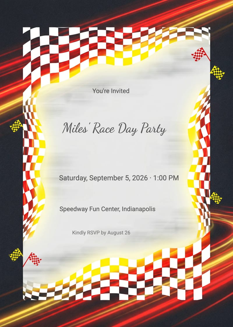 Checkered Flag Racing Birthday Invitation invitation