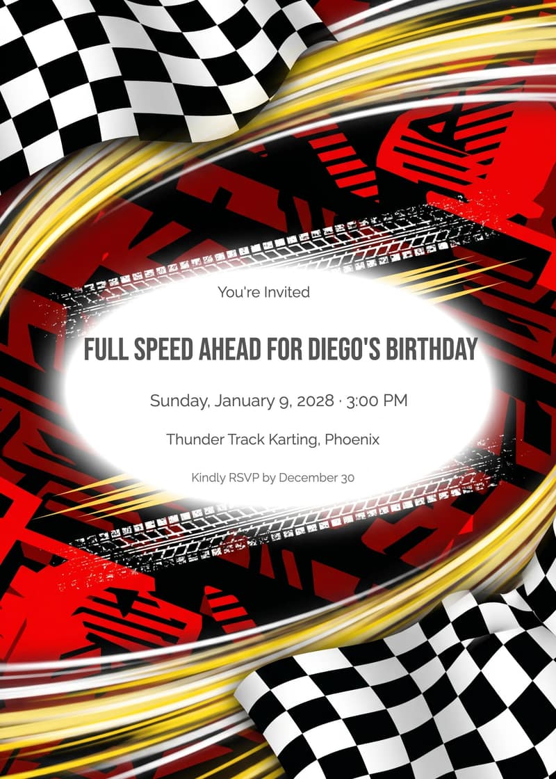 Graduation Party Invation Card Format Race Car Birthday Invitation for Popular Invitation | InviteFlare