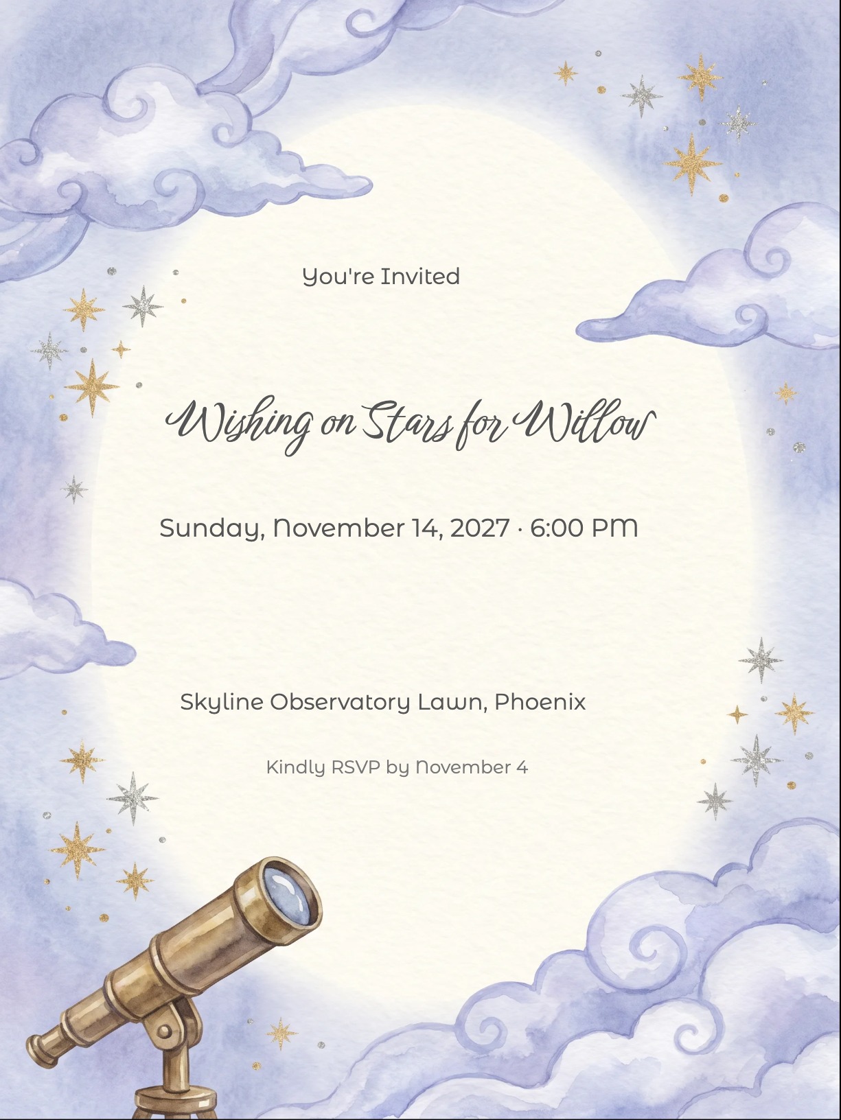 Little Stargazer Birthday Invitation invitation