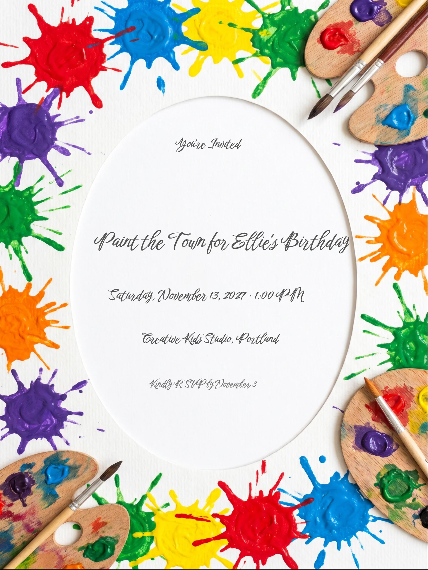 Little Artist Birthday Invitation invitation