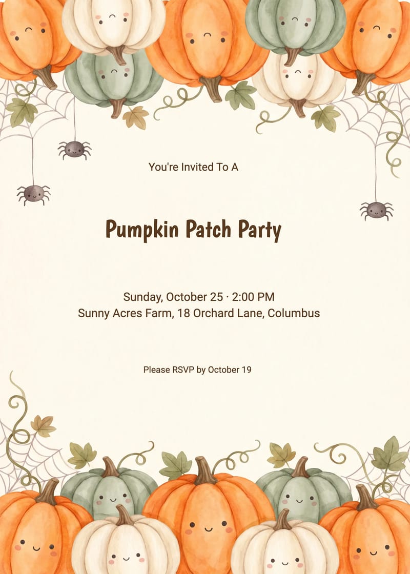 Cute Pumpkin Patch Halloween Party Invitation invitation