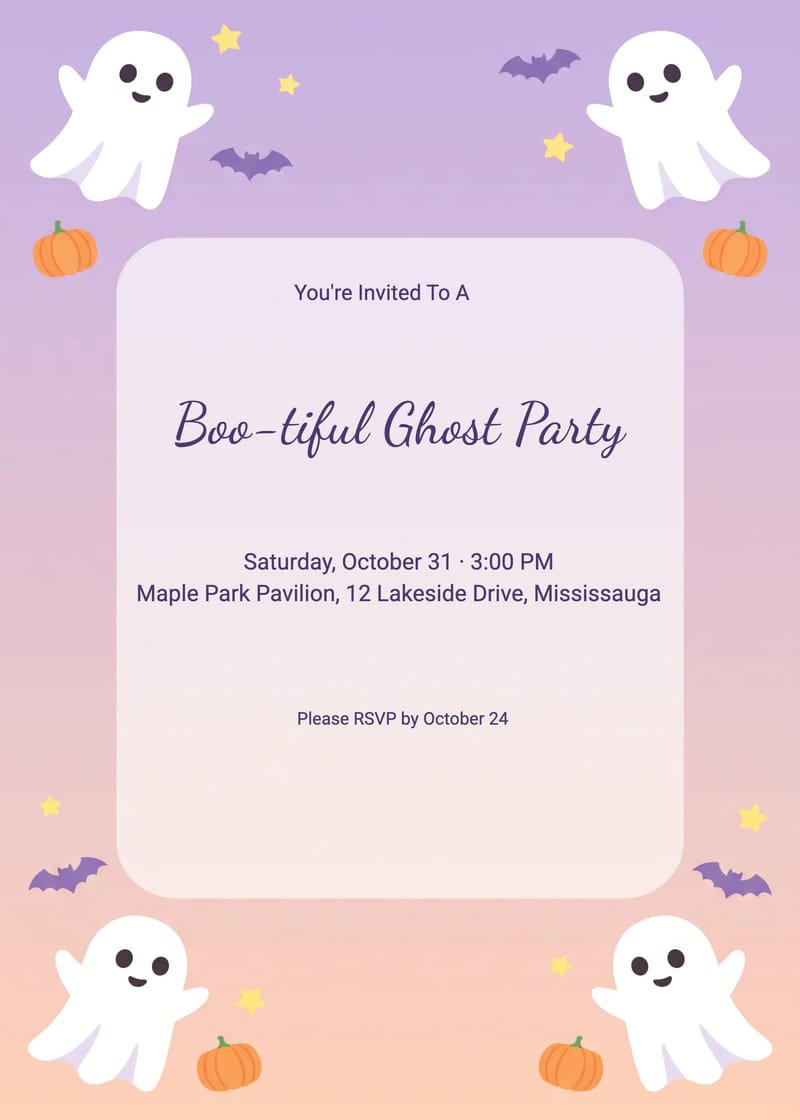 Friendly Ghosts Kids Halloween Party Invitation invitation