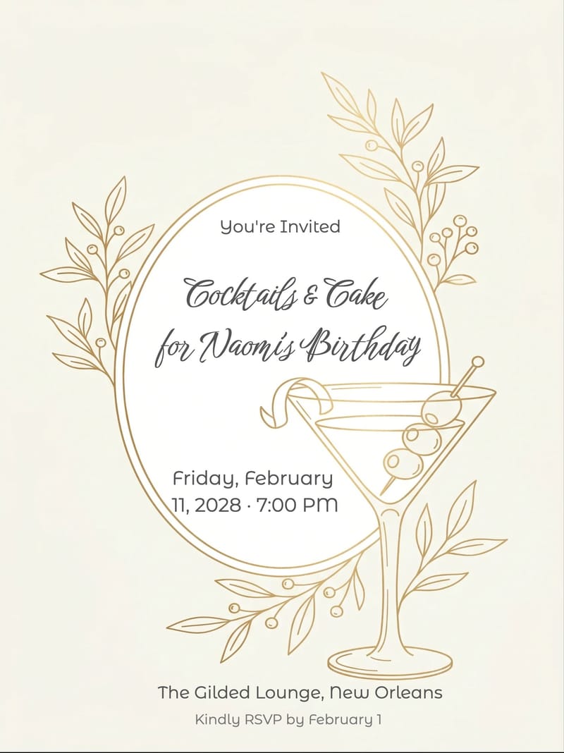 Cocktail Hour Birthday Invitation invitation