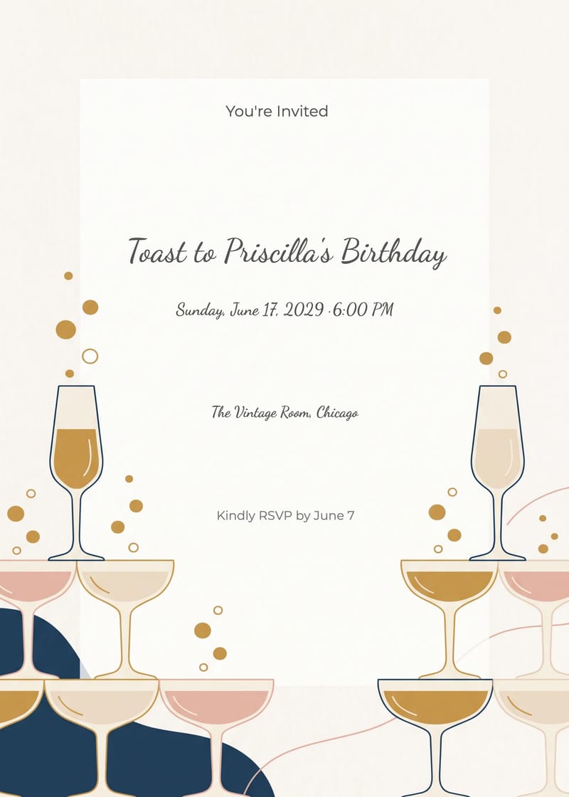 Champagne Tower Her Birthday Invitation invitation