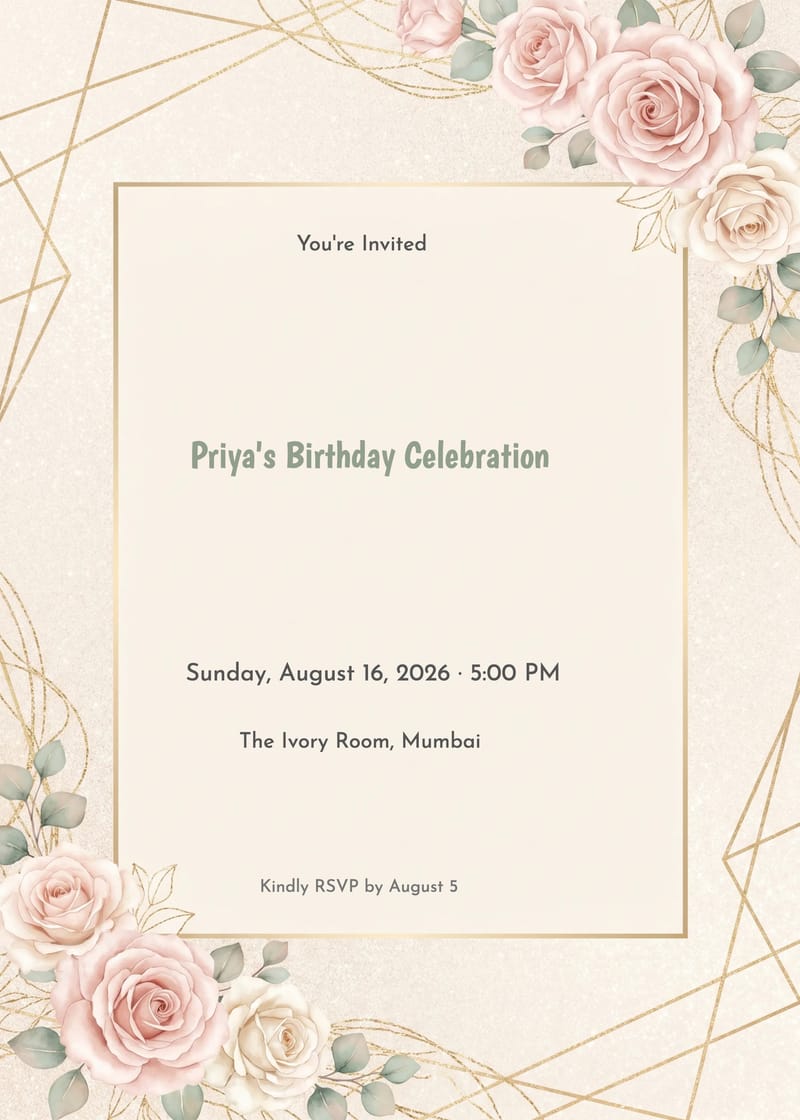 Chic Gold Birthday Invitation For Her invitation