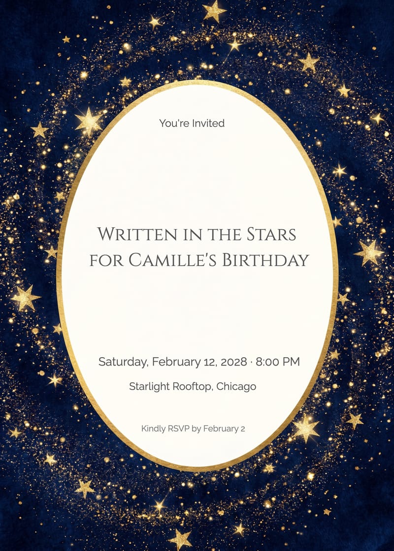 Navy & Gold Glam Birthday Invitation invitation