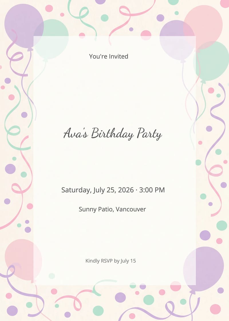 Pastel Polka Dot Birthday Invitation For Her invitation