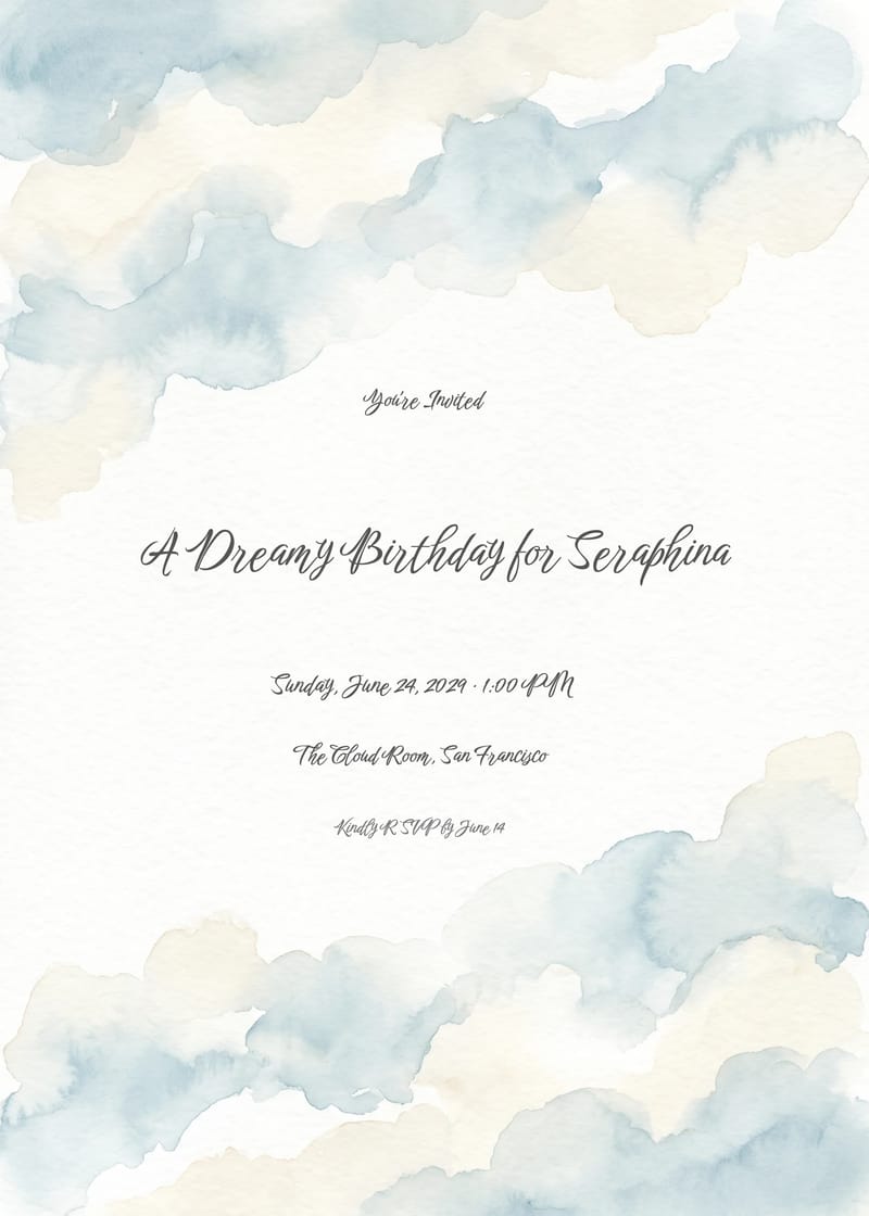Soft Clouds Her Birthday Invitation invitation
