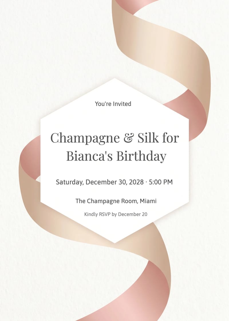 Silk Ribbon Her Birthday Invitation invitation