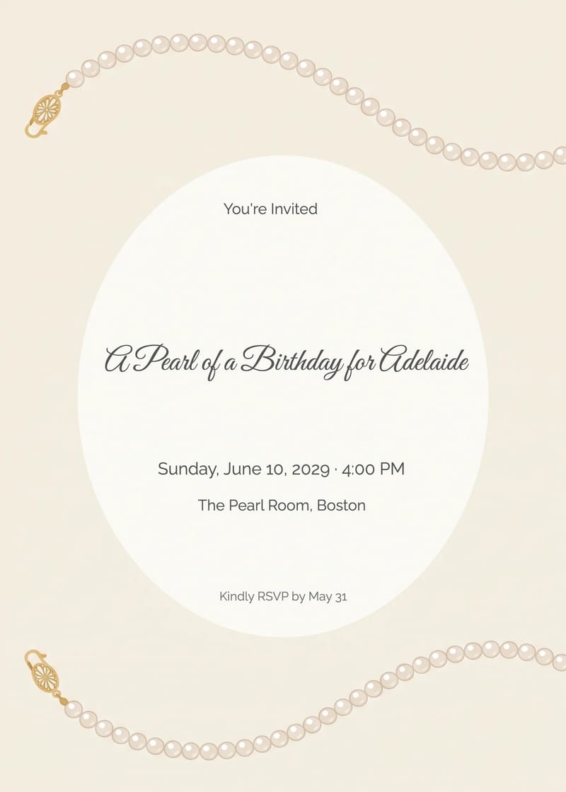 Pearl Necklace Her Birthday Invitation invitation