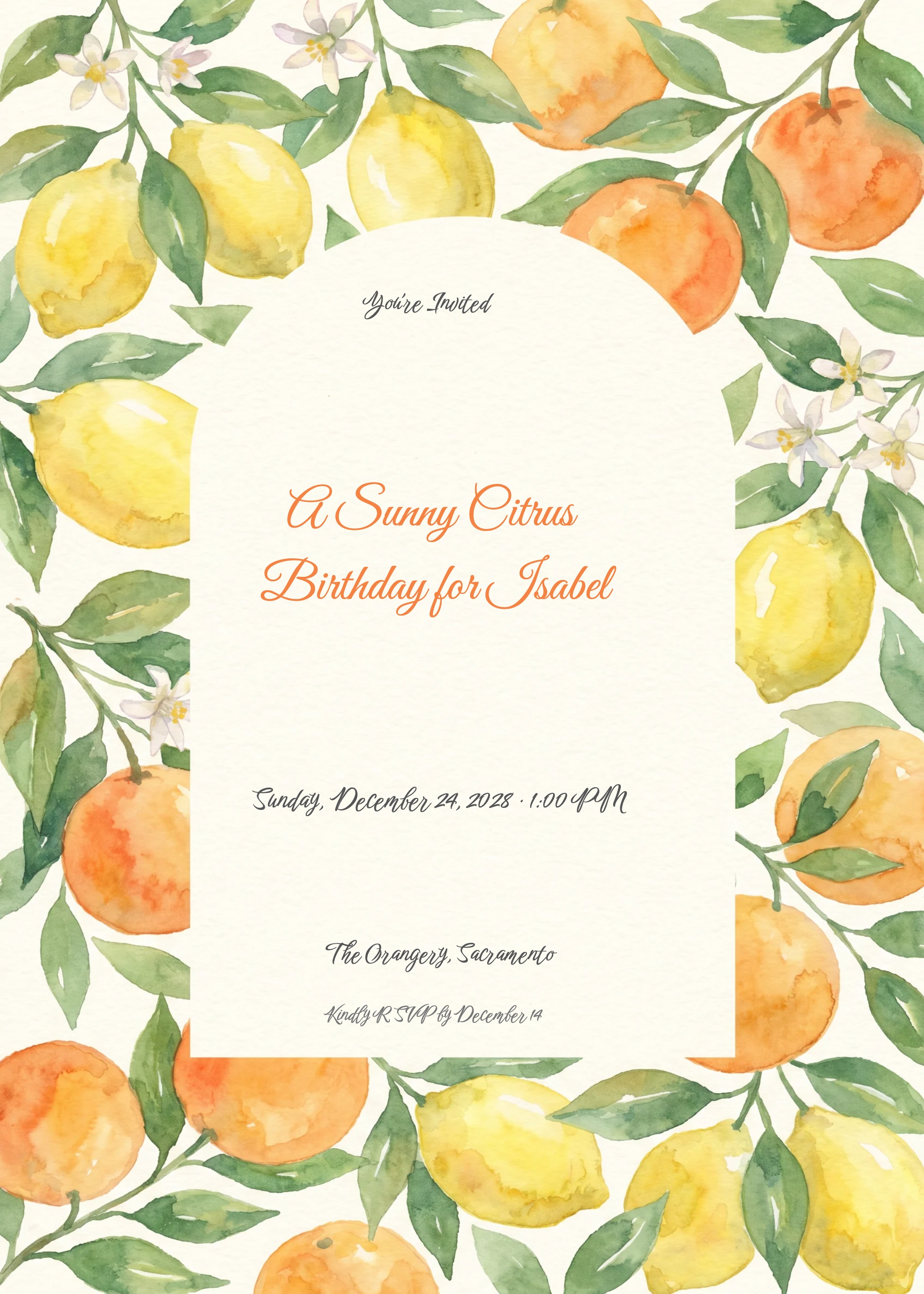 Citrus Garden Her Birthday Invitation invitation