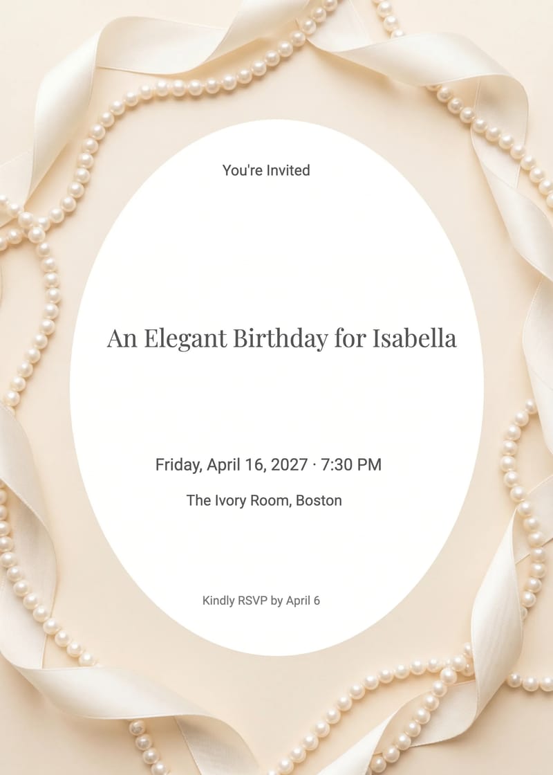 Pearl Elegance Birthday Invitation invitation