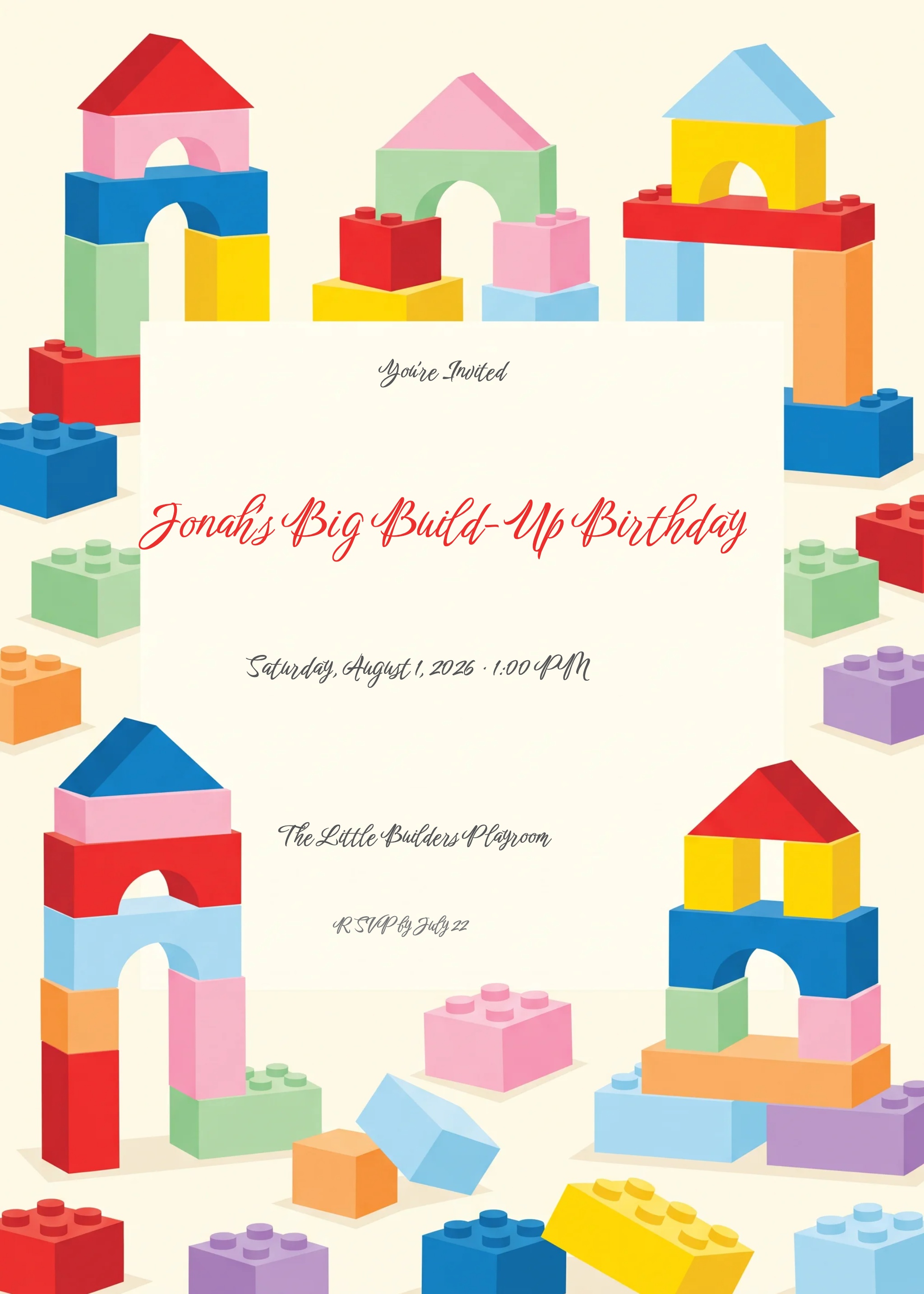Building Blocks Kids Birthday Invitation