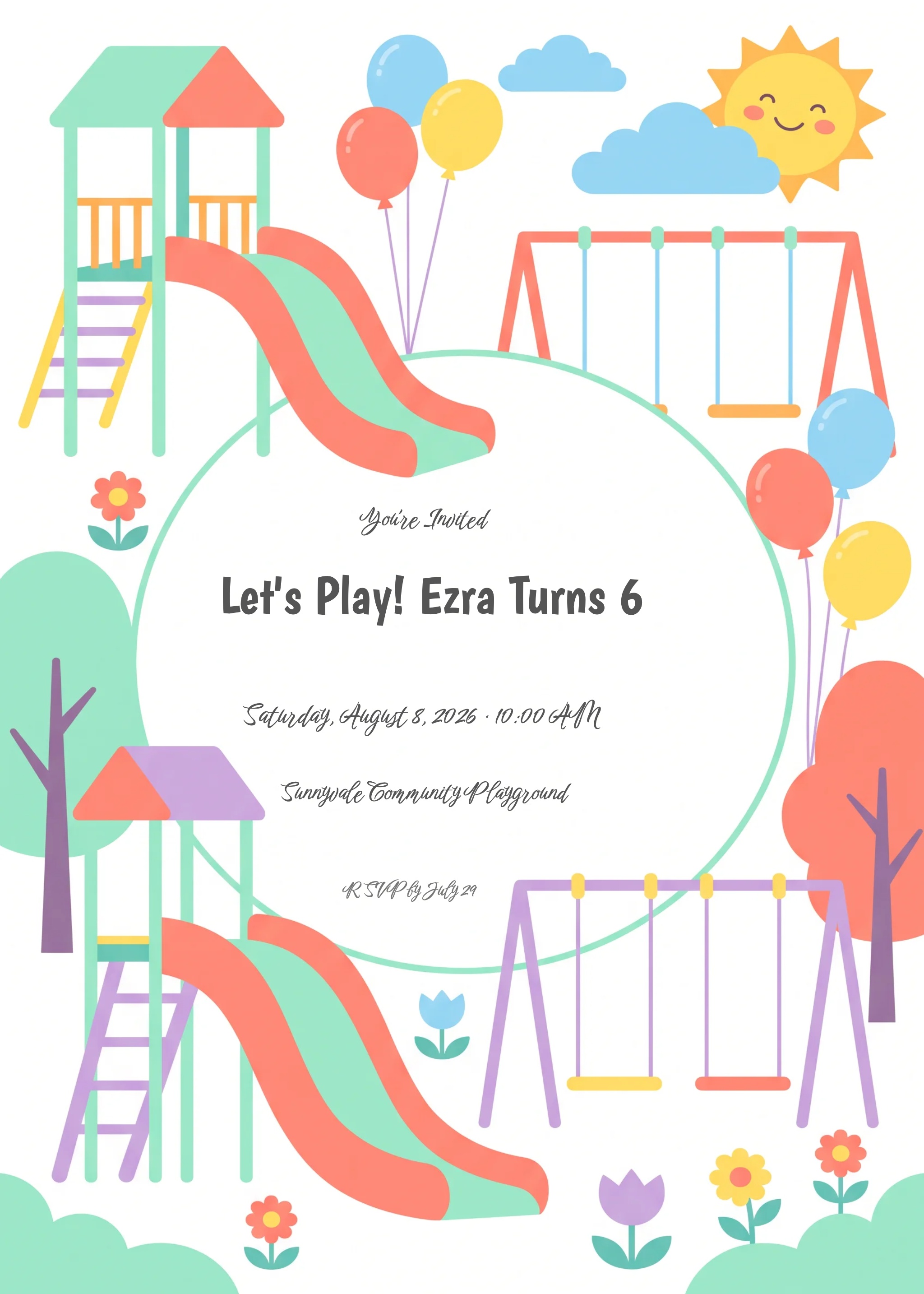Playground Fun Kids Birthday Invitation 