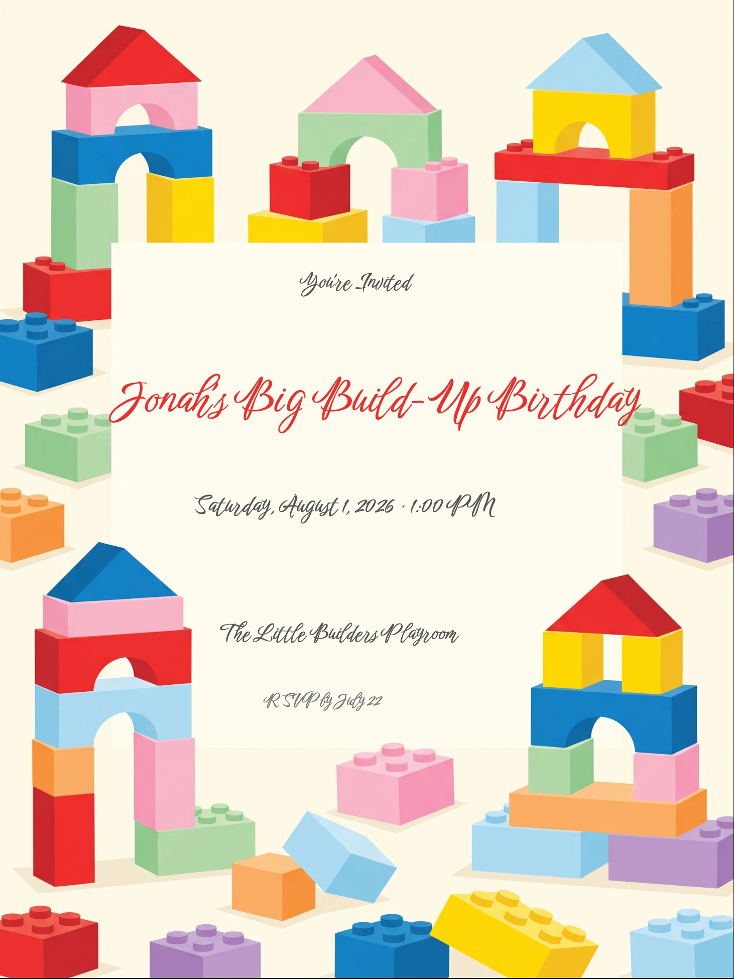 Building Blocks Kids Birthday Invitation invitation