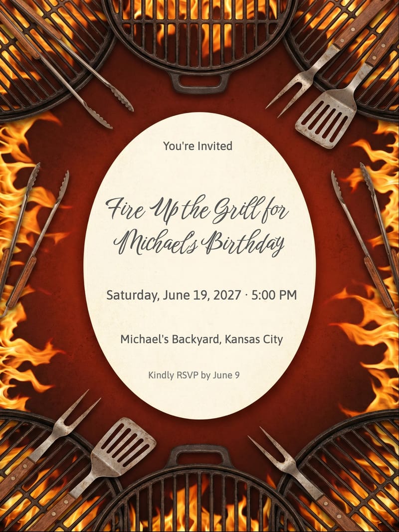 Grill Master Birthday Invitation invitation