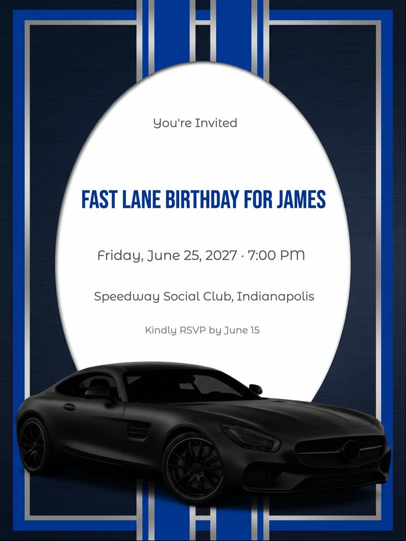 Sports Car Birthday Invitation invitation