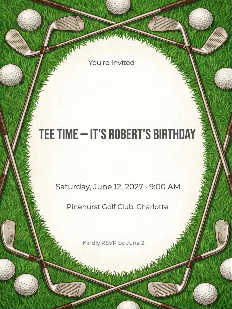 Golf Fairway Birthday Invitation invitation