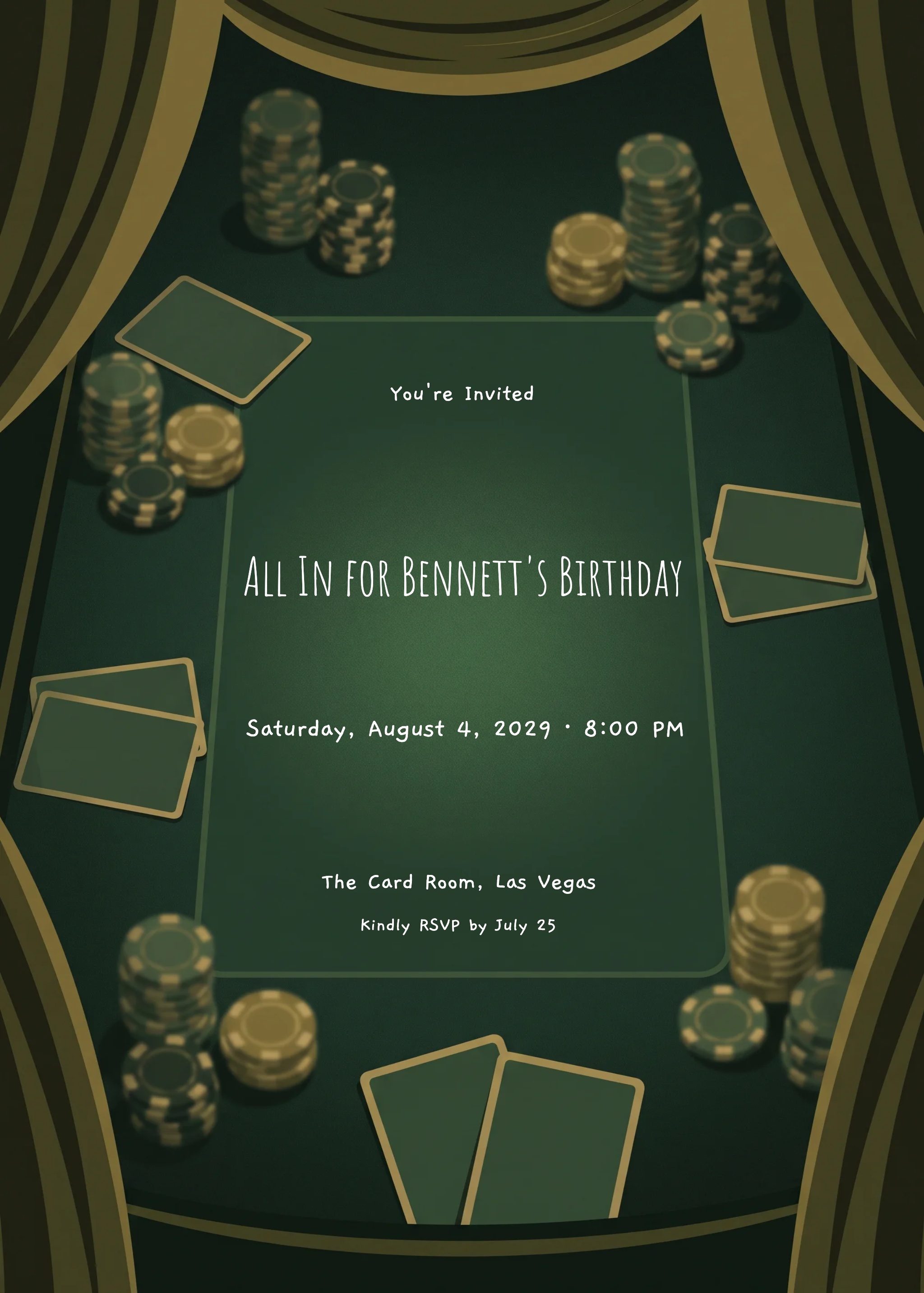 Poker Night Men's Birthday Invitation invitation