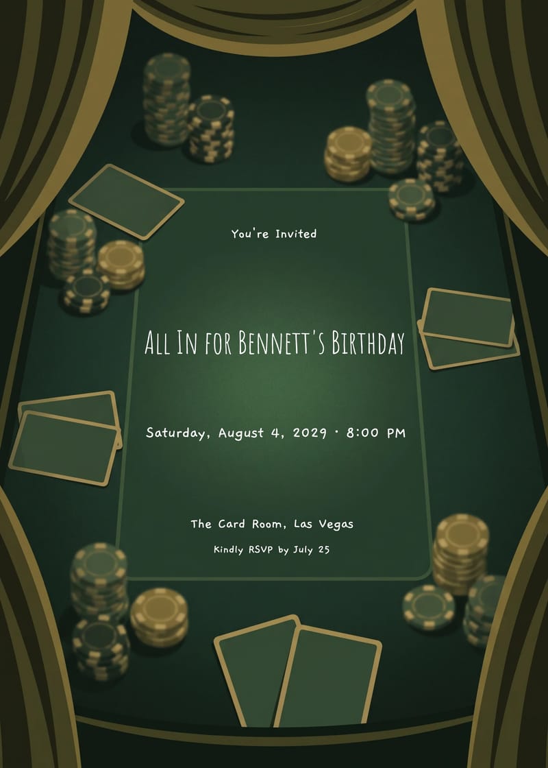 Poker Night Men's Birthday Invitation invitation