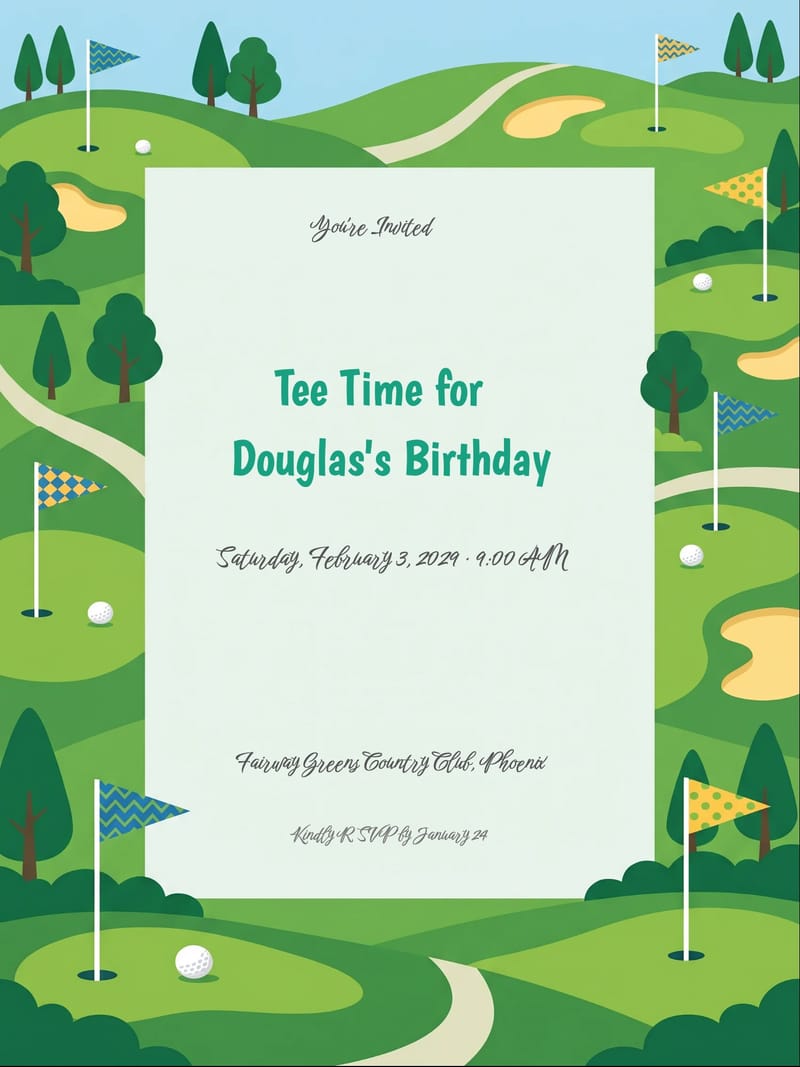 Golf Course Men's Birthday Invitation invitation