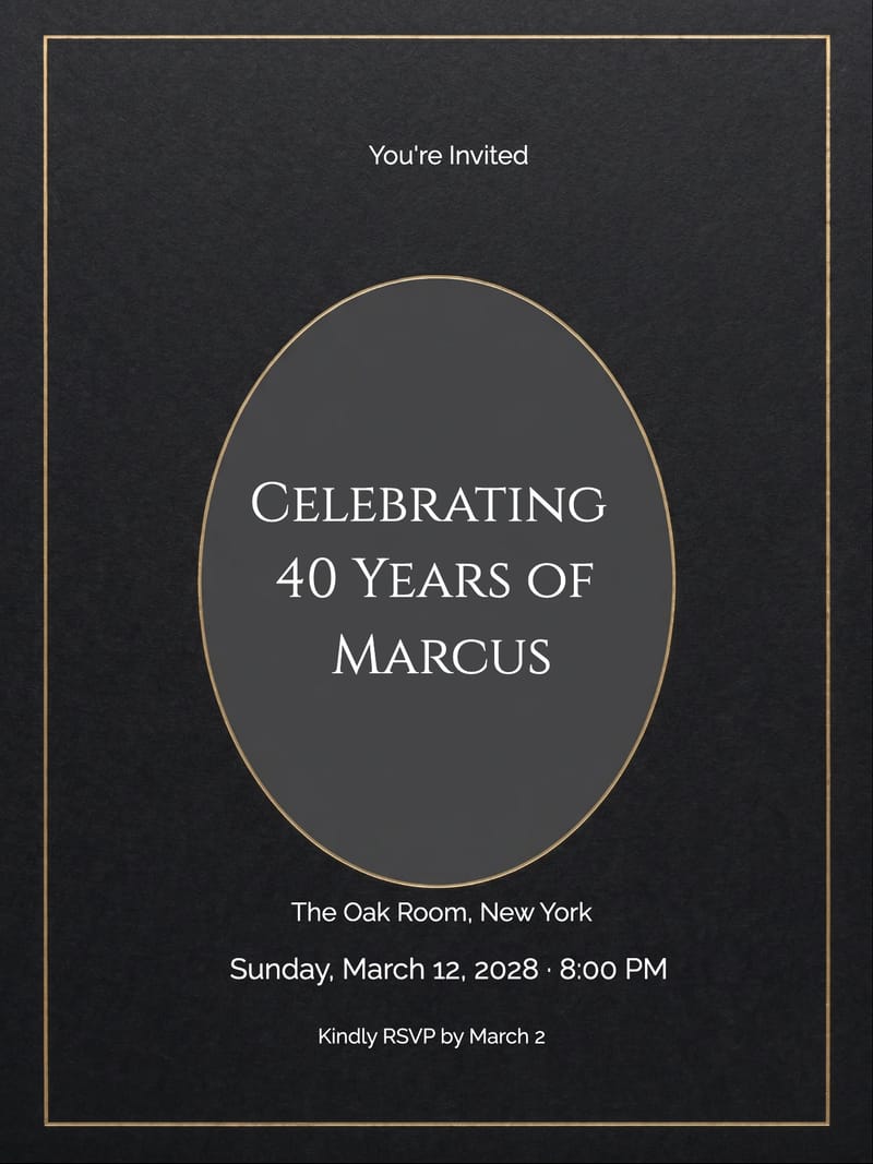 Charcoal & Gold Birthday Invitation invitation