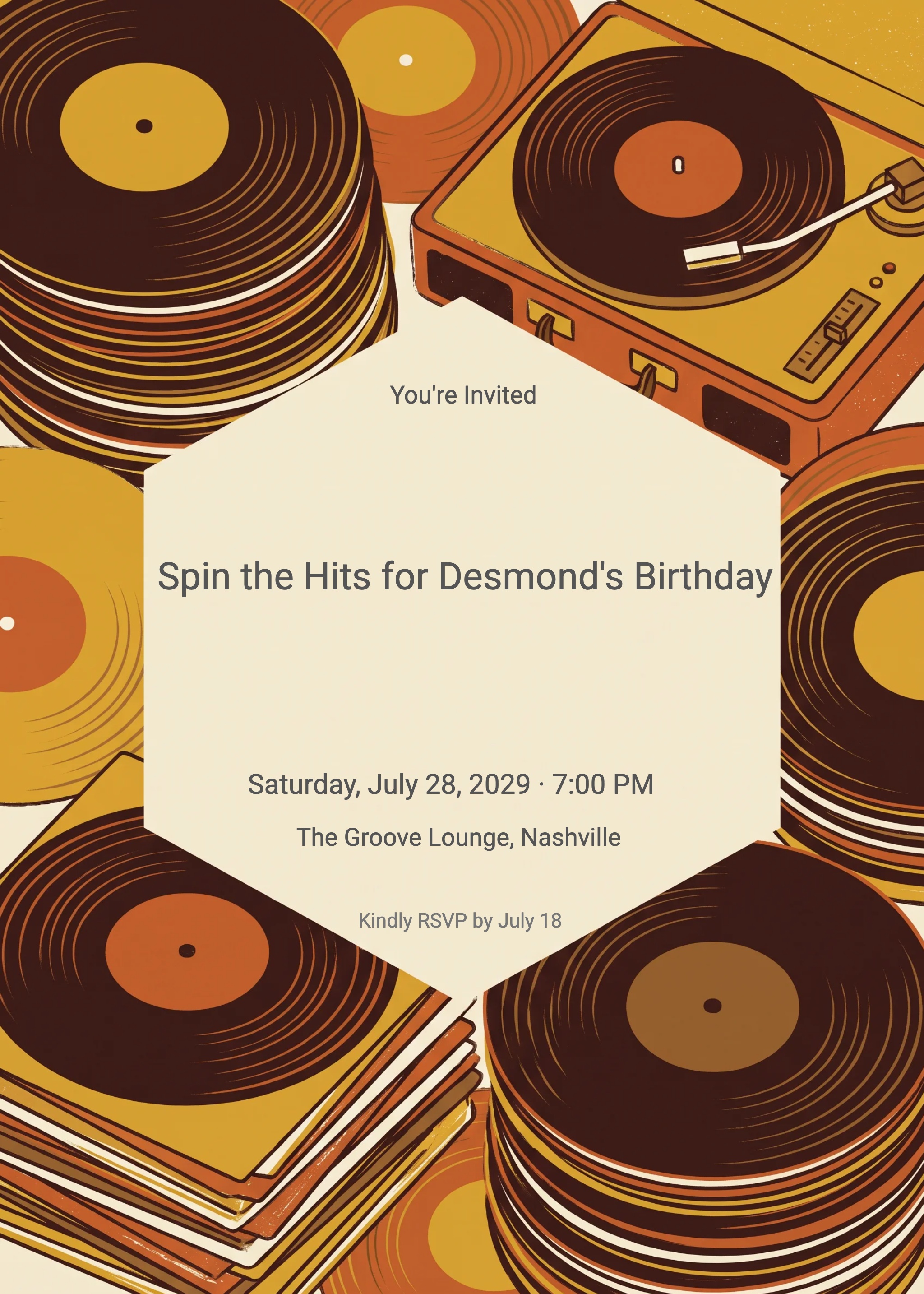 Vinyl Records Men's Birthday Invitation invitation
