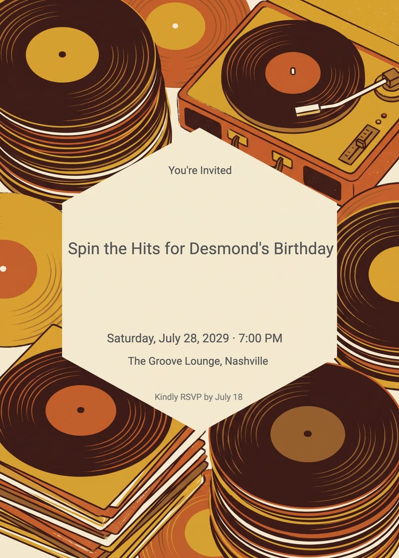 Vinyl Records Men's Birthday Invitation invitation