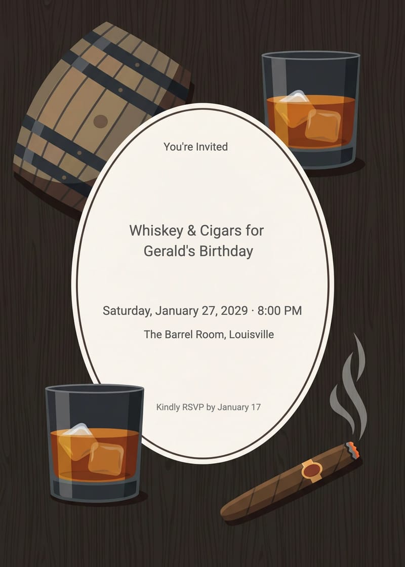 Whiskey Barrel Men's Birthday Invitation invitation