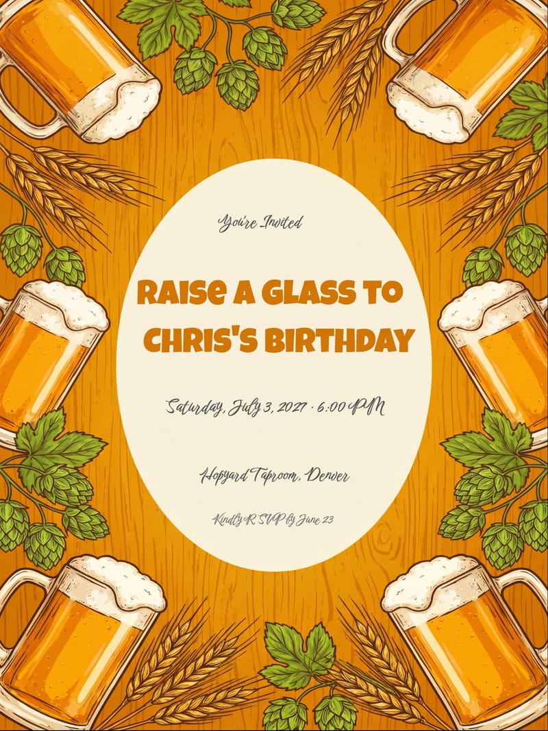 Craft Beer Birthday Invitation invitation