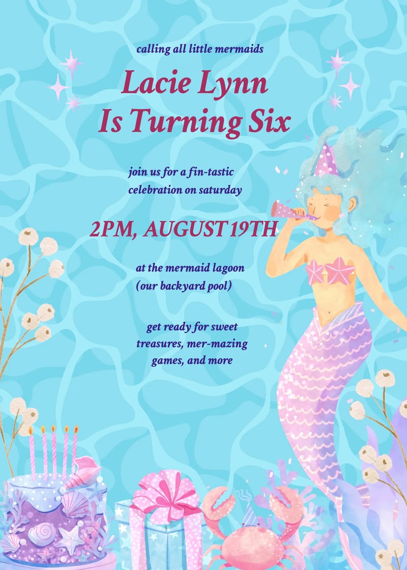 gift mermaid birthday invitation Template mermaid birthday invitation template with stylish layout