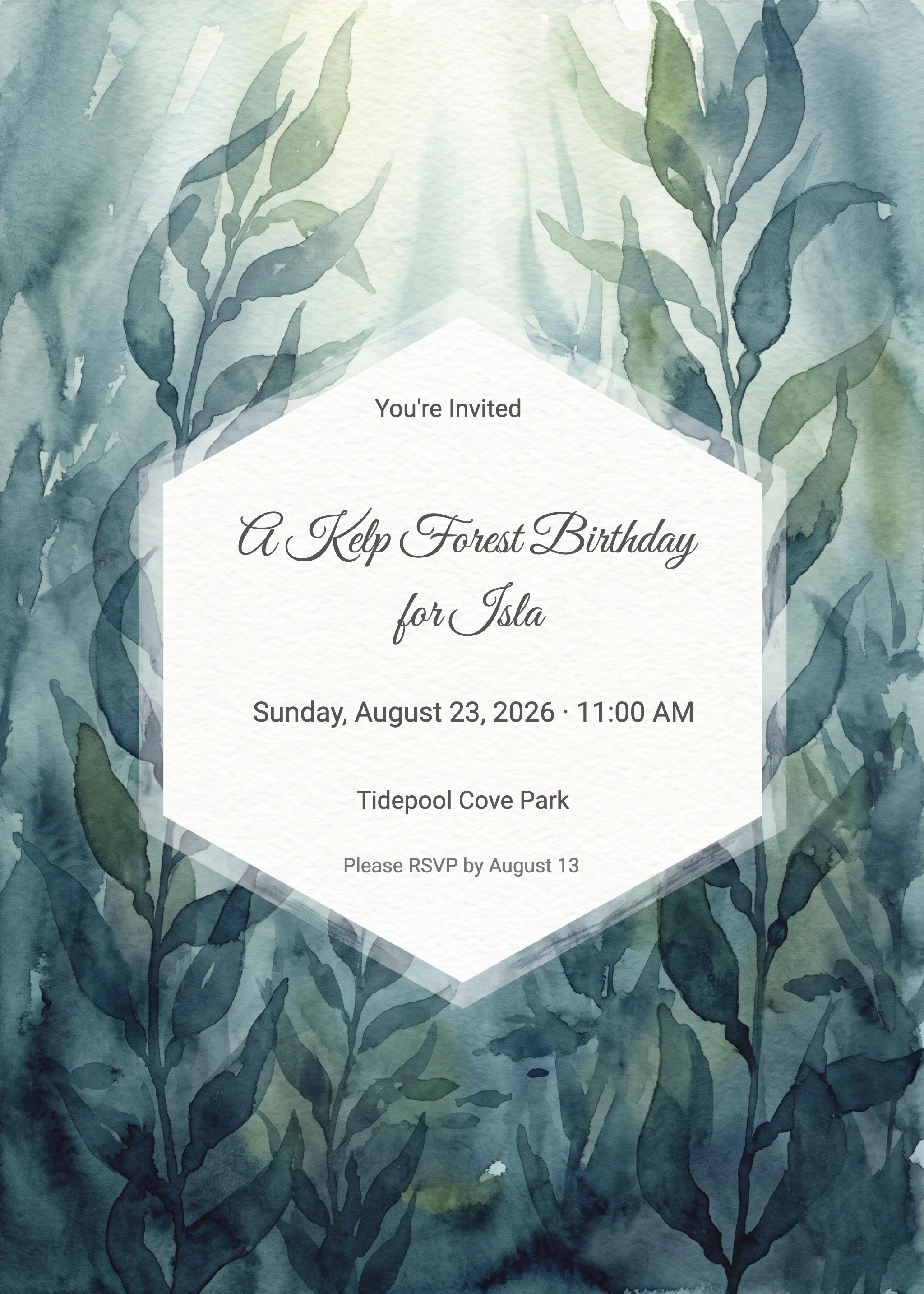 Kelp Forest Mermaid Birthday Invitation 