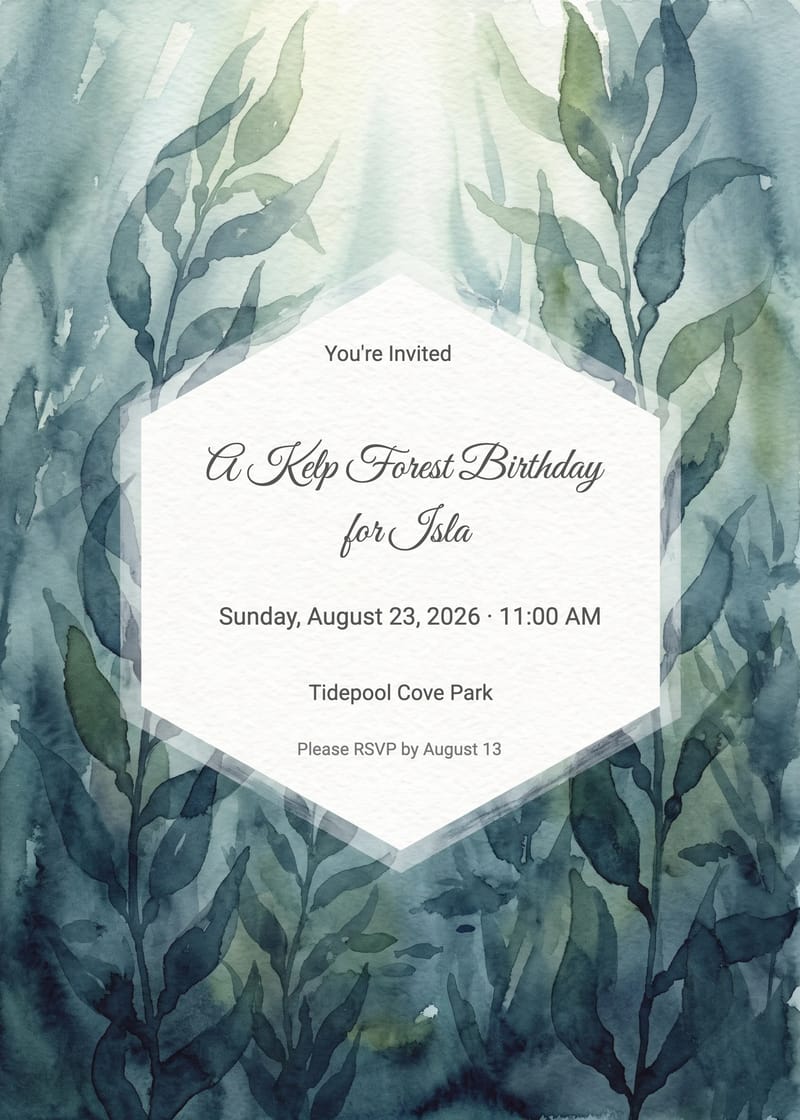 Kelp Forest Mermaid Birthday Invitation invitation