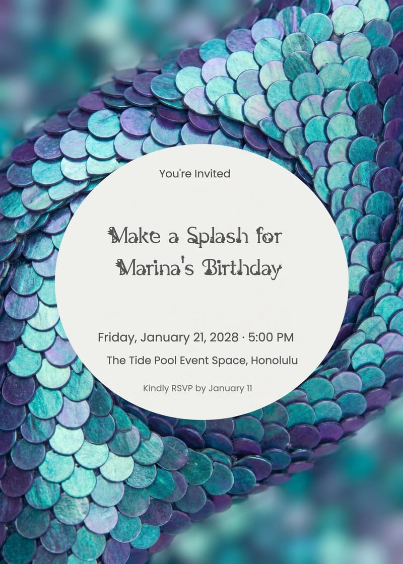 Mermaid Scales Birthday Invitation invitation