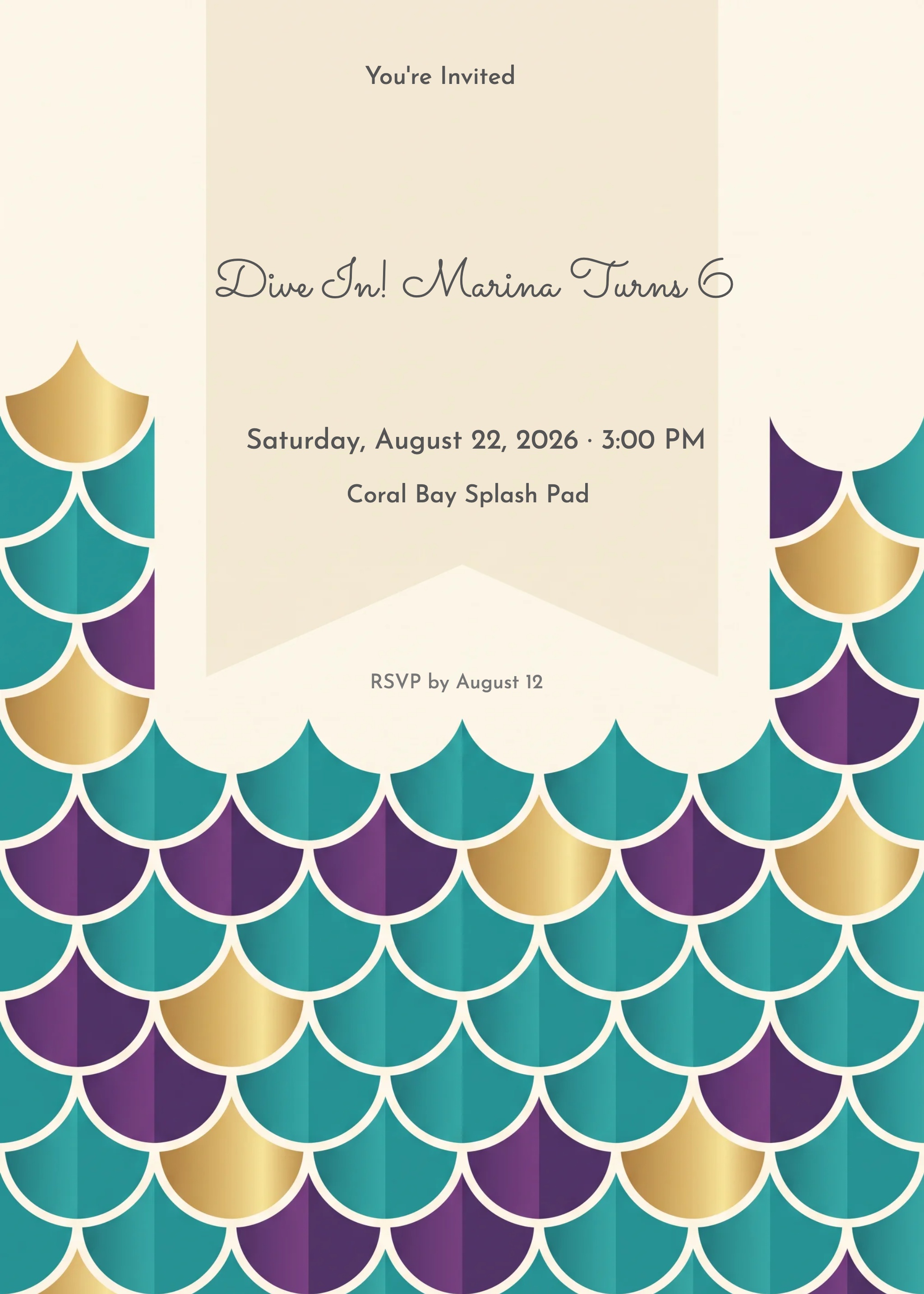 Shimmering Scales Mermaid Birthday Invitation