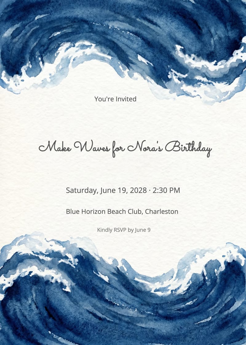 Ocean Wave Mermaid Birthday Invitation invitation