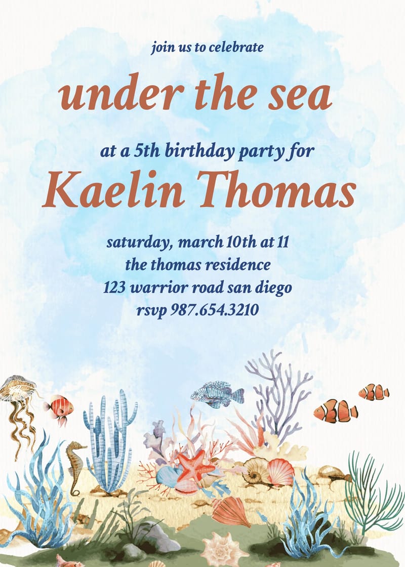 Modern mermaid birthday invitation invite â grass mermaid birthday invitation Card e-card design