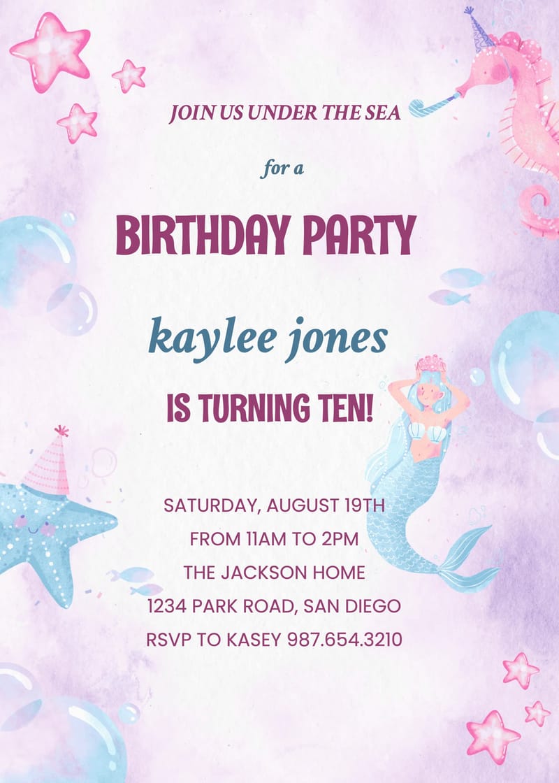 sea mermaid birthday invitation Template mermaid birthday invitation invitation card design for events