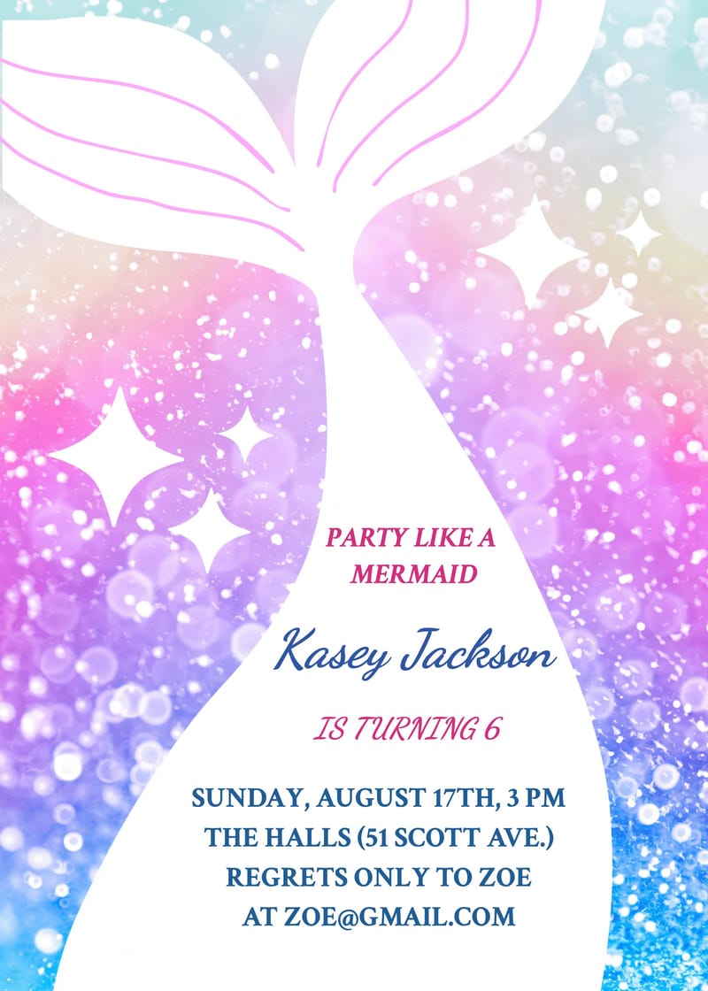 Elegant digital mermaid birthday invitation card â sprinkle mermaid birthday invitation Template template