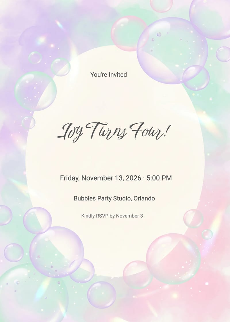 Pastel Bubble Mermaid Birthday Invitation invitation