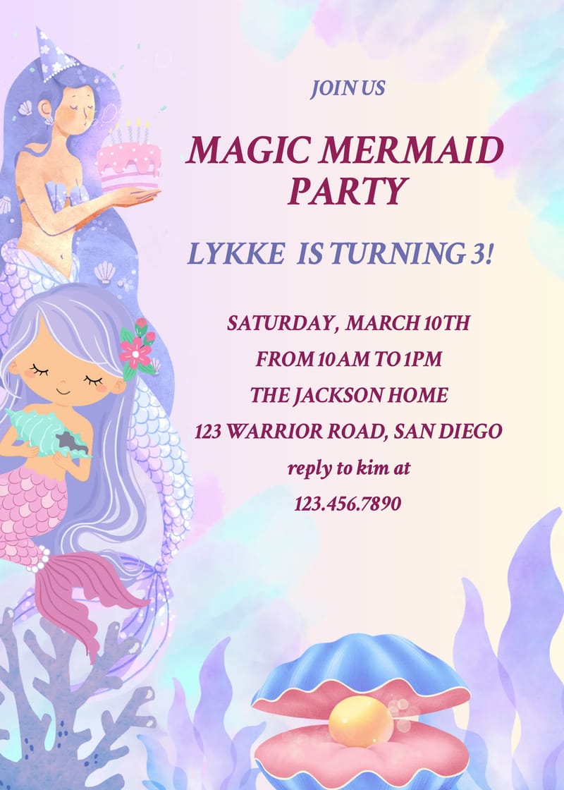sheep mermaid birthday invitation Template mermaid birthday invitation invitation card design for events