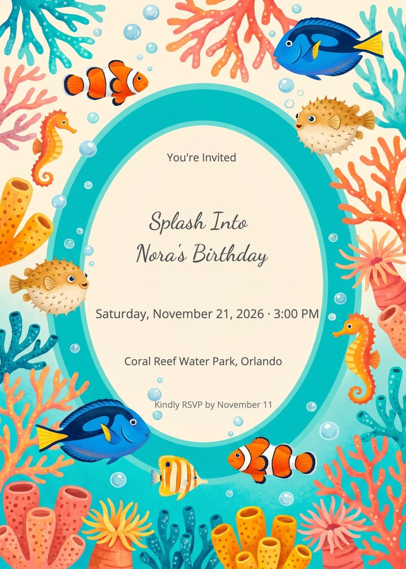Under The Sea Splash Birthday Invitation invitation