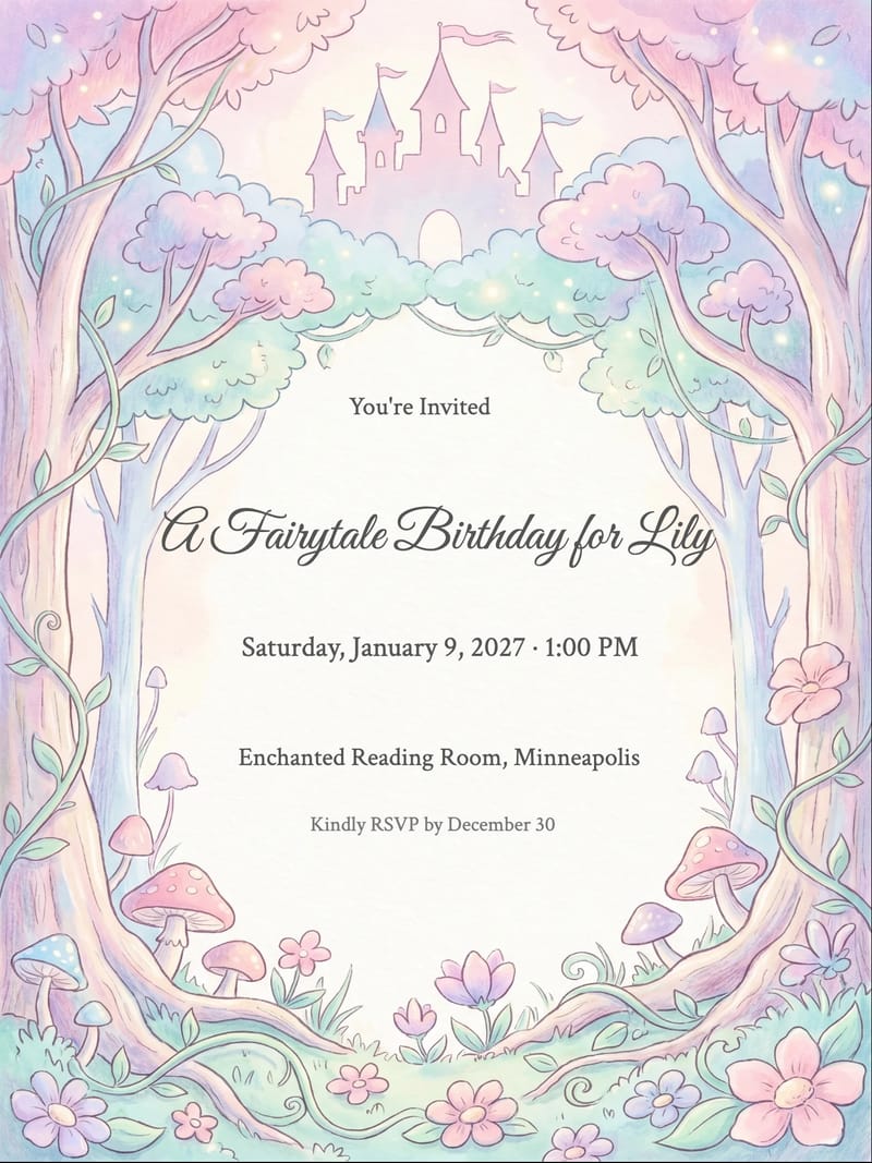Storybook Princess Birthday Invitation invitation