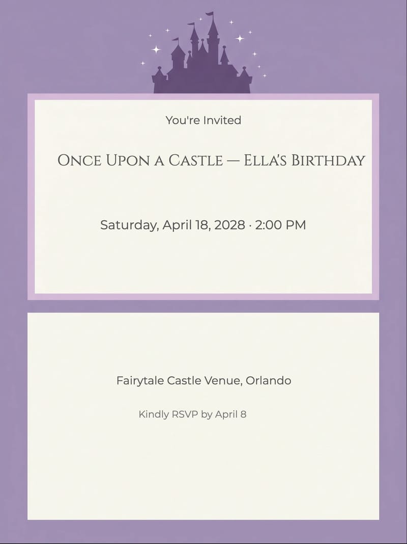 Castle Frame Princess Birthday Invitation invitation