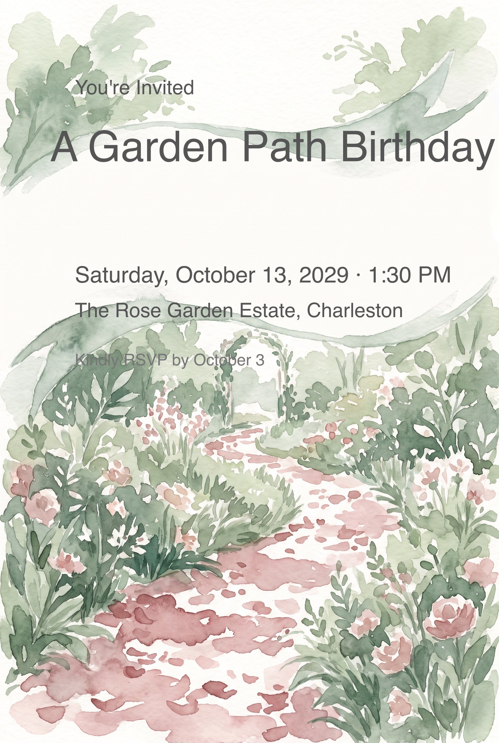 Rose Petal Path Princess Birthday Invitation invitation
