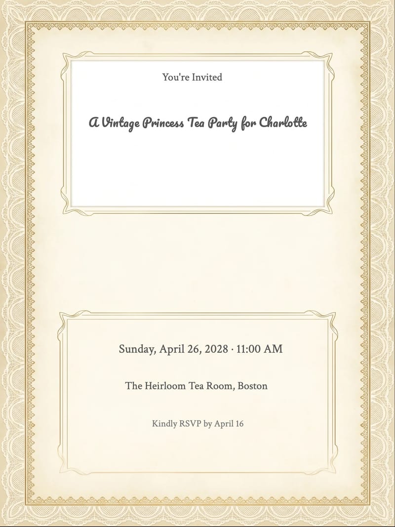 Lace Vintage Princess Birthday Invitation invitation
