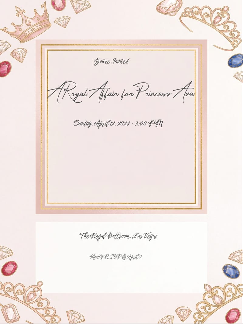 Blush Pink Jeweled Tiara Princess Birthday Invitation invitation