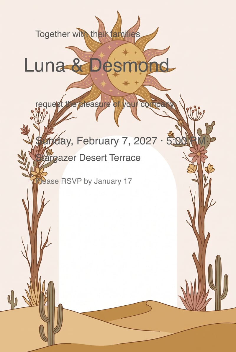 Sun & Moon Desert Wedding Invitation invitation