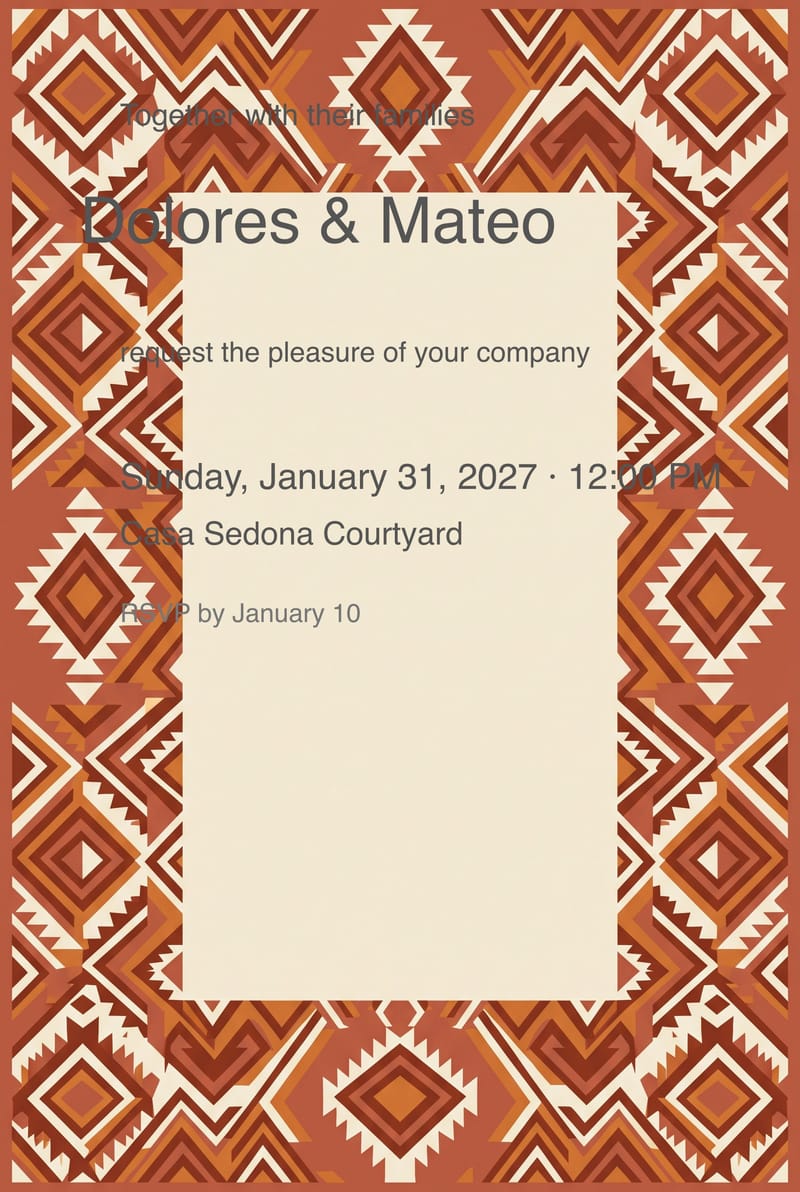 Southwestern Geometric Wedding Invitation invitation