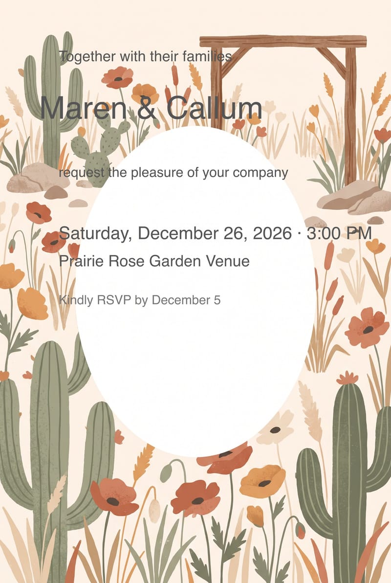 Desert Wildflower Field Wedding Invitation invitation